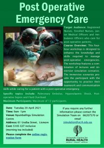 POET (Post Operative Emergency Treatment) @ Simulation Centre