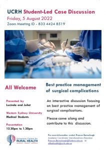 UCRH Student-Led Case Discussion @ University Centre for Rural Health