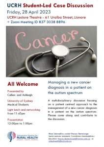 UCRH Student-Led Case Discussion:  Managing a new cancer diagnosis in a patient on the autism spectrum @ University Centre for Rural Health