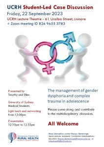 UCRH Student-Led Case Discussion:  The management of gender dysphoria and complex trauma in adolescence @ University Centre for Rural Health