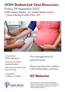 UCRH Student-Led Case Discussion:  The Management of Preeclampsia @ University Centre for Rural Health