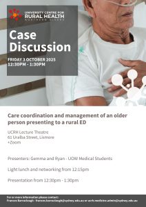 Student Led Case Discussion next Friday 3 October 2025 @ UCRH Lecture Theatre